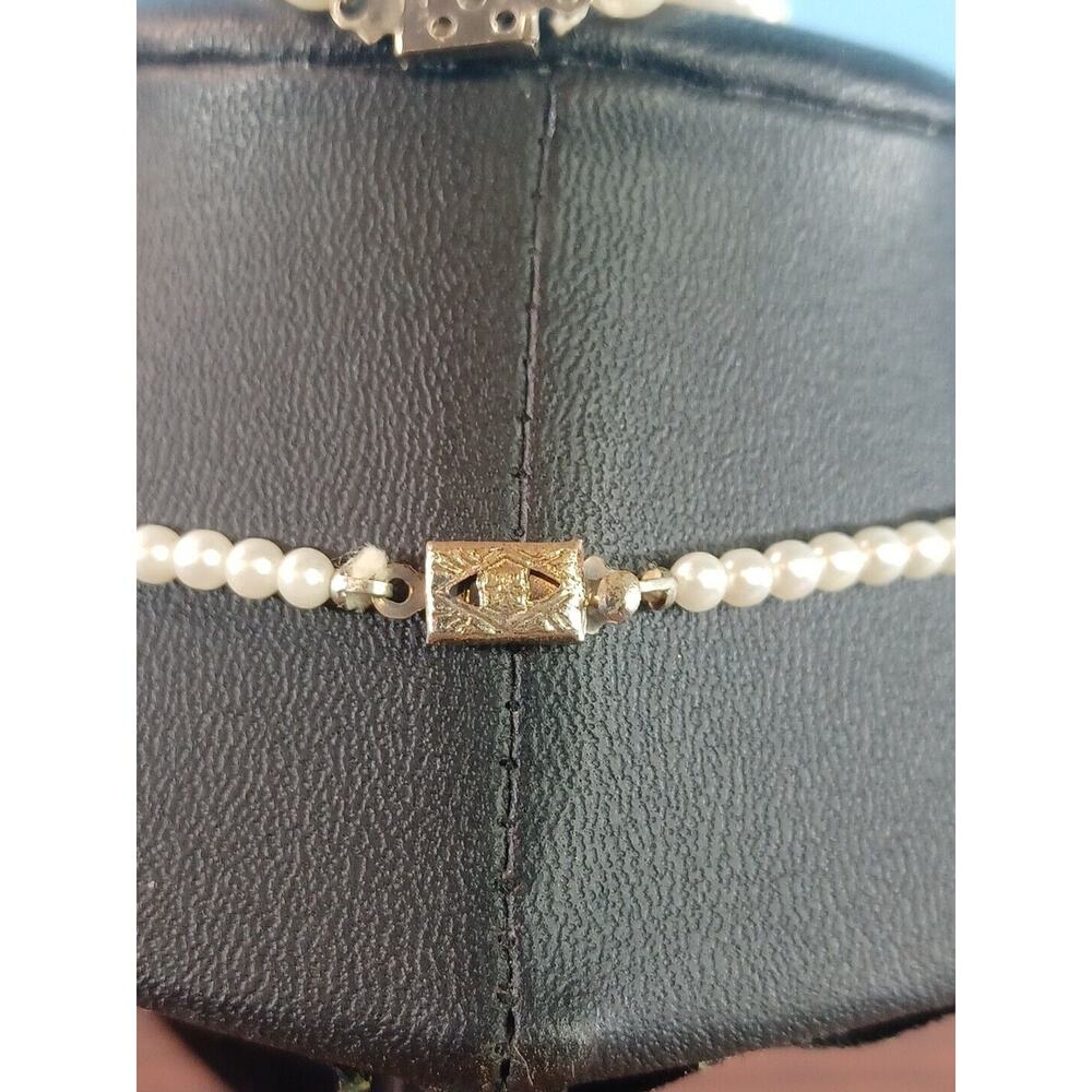 Vintage Faux Pearl Necklace & Bracelet Marked Japan Box Clasp - Picture 4 of 9